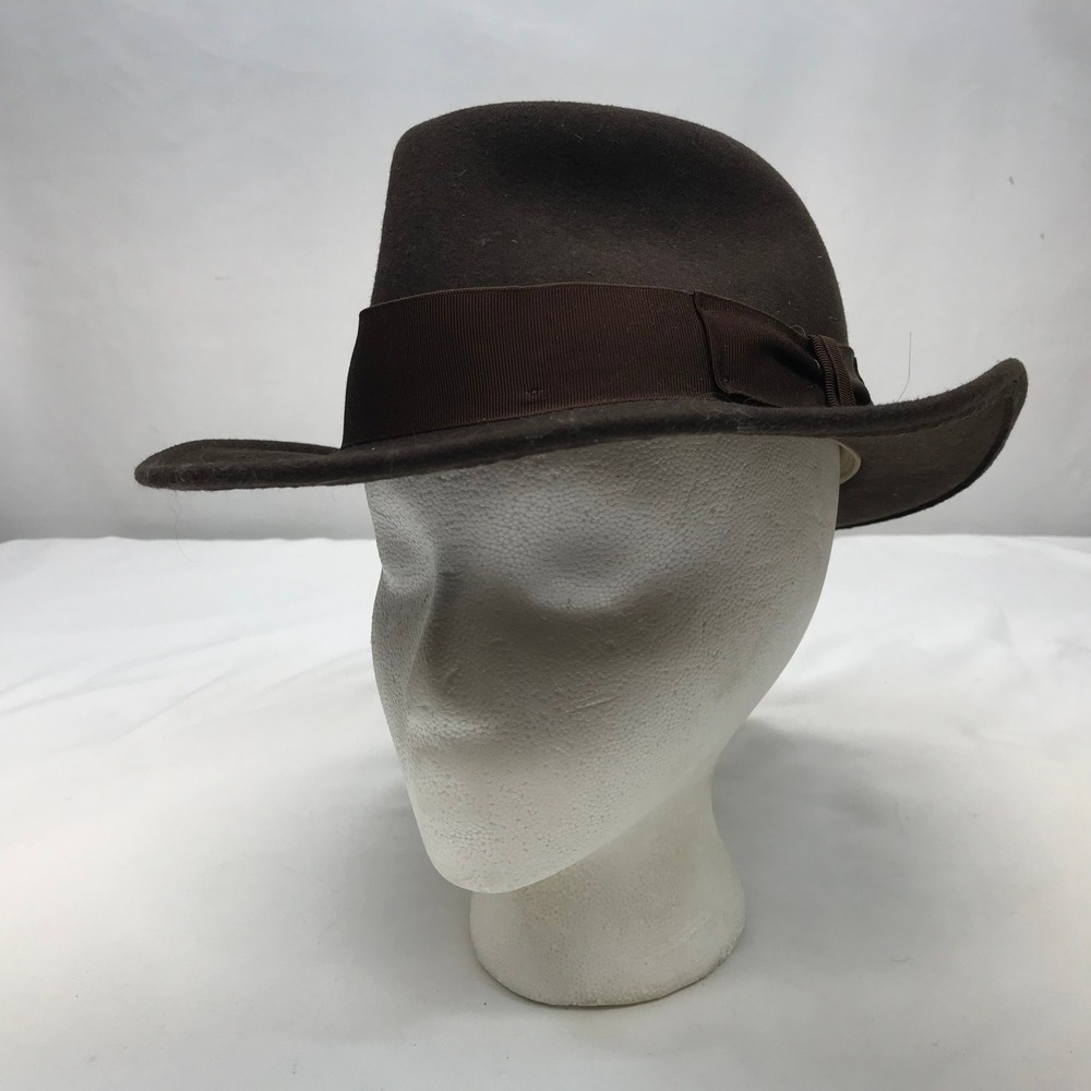 Stetson Gurnee Brown Wool Felt Fedora Hat Crushable Water Repellent Medium USA